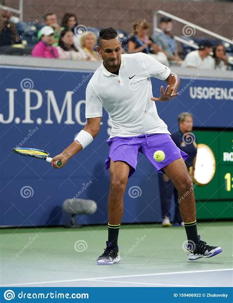 Professional Tennis Player Nick Kyrgios Of Australia In Action During