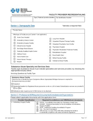 Fillable Online Facility Provider Recredentialing Form Fax Email Print