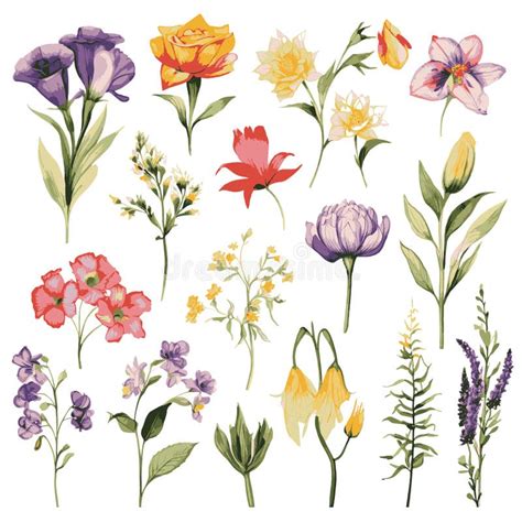 Vector Material Water Color Flowers Stock Illustrations Vector