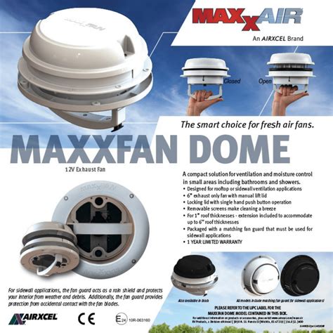 New Maxxair Maxxfan Dome Plus V Roof Vent For Campervans