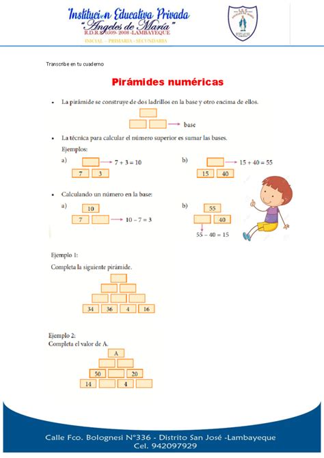 Razonamiento Matemático Pirámides Numéricas 3ER Grado 2024