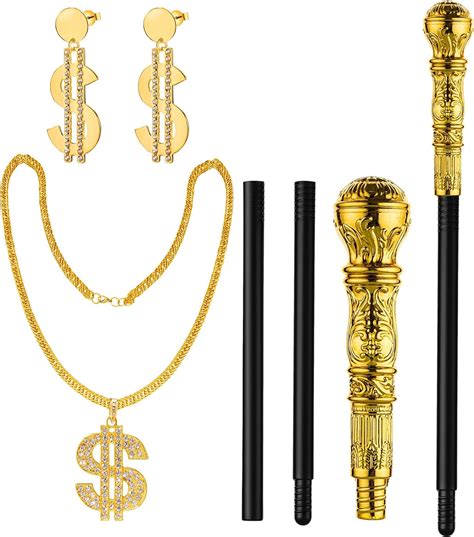 Rtteri 3 Pcs Halloween Golden Pimp Costume Accessories