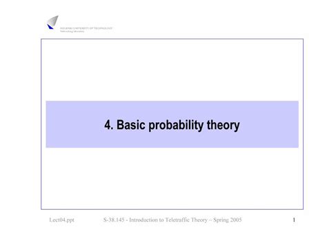 PDF 4 Basic Probability Theory Tietoverkkolaboratorio TKK 3 4