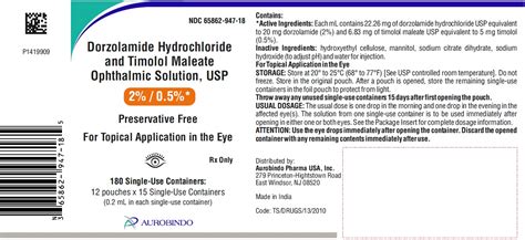 Dorzolamide Hydrochloride And Timolol Maleate Preservative Free