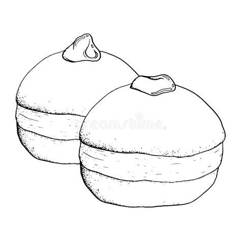 Two Vector Donuts for Jewish Hanukkah Holiday Black and White Simple
