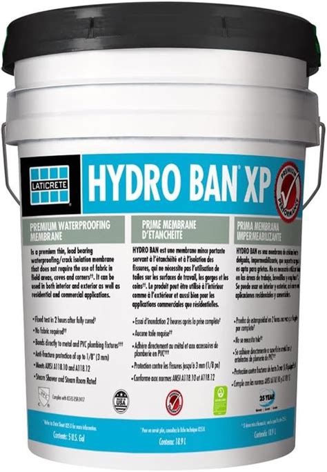 Laticrete Hydro Ban Xp Waterproofing Liquid Rubber Adhesive Polymer 5 Gallon Pail Thin