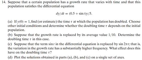 Solved Suppose That A Certain Population Has A Growth Rate Chegg