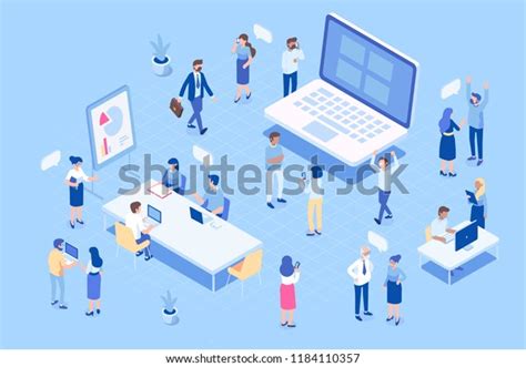 Office Workspace Isometric Office Business People Stock Vector Royalty