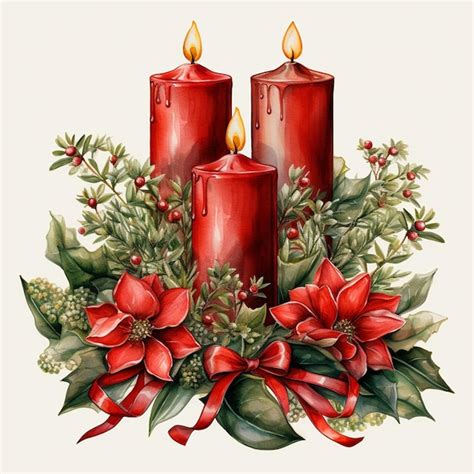 Premium Ai Image Watercolor Candles Illustration