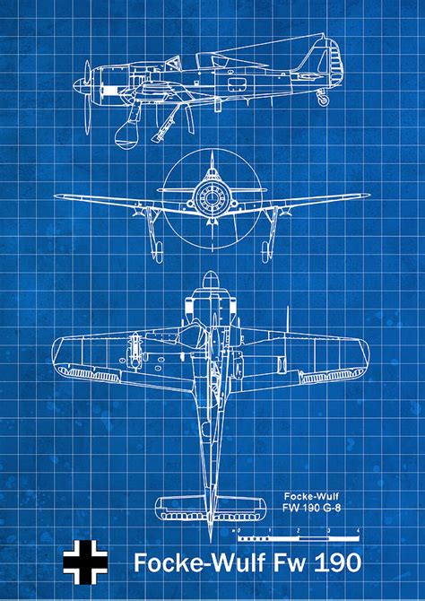 Focke Wulf Fw 190 Fighter Blueprint Digital Art By Tim Y Fine Art America