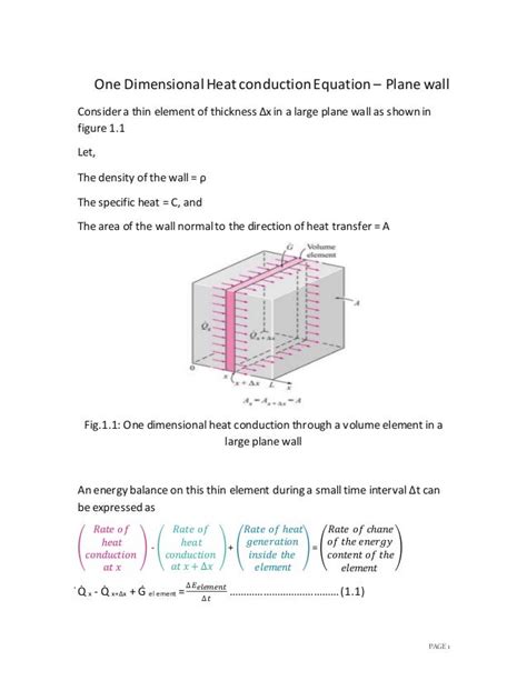 One Dimensional Heat Conduction Equation