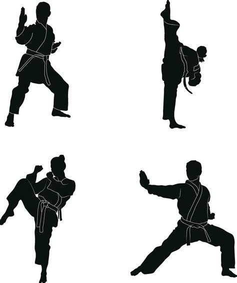 Collection of Karate Fighter Silhouette Icons. Vector Illustration Set 32194356 Vector Art at ...