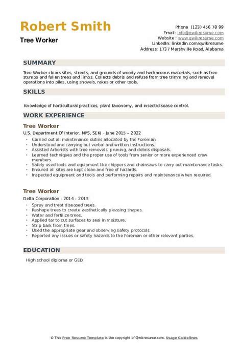 10 Tree Worker Resume Samples And Templates For 2025