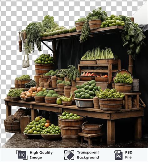 Fondo transparente con mercado de agricultores fotográfico realista