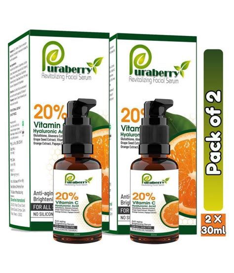 Puraberry Vitamin C Face Serum Anti Aging And Skin Whitening Glutathione Hyaluronic Acid