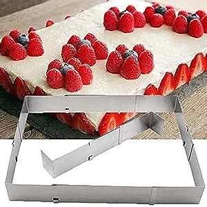 Tebery 2 Pcs Square Baking Cake Tin Adjustable Cake Tins Rectangular