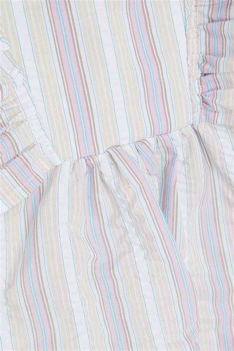 Ganni Ruffled Striped Cotton Blend Seersucker Top The Outnet