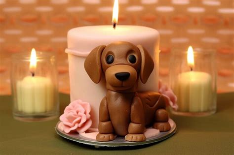 Premium Ai Image Dachshund Dog Candle Cake