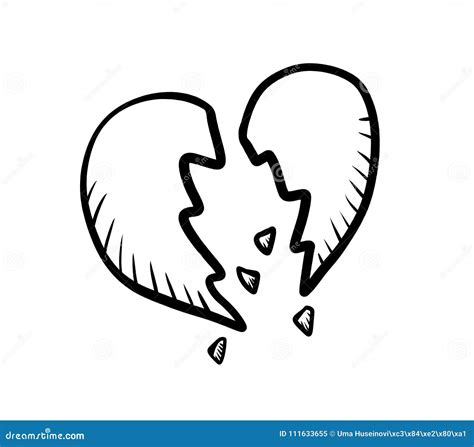 Black And White Broken Heart Stock Illustration Illustration Of Naive