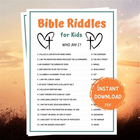 Bible Games Who Am I Bible Riddles for Kids, Sunday School Games, Kids ...