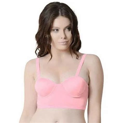 Kavjay Polyester And Cotton Ladies Pink Bralette Lightly Padded Bra