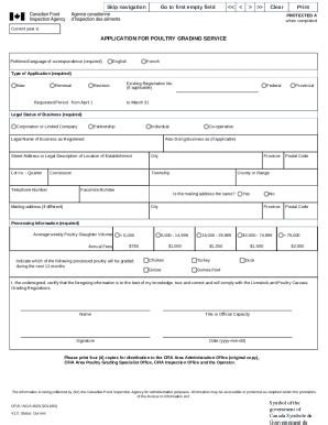 Fillable Online Application For Poultry Grading Service Application