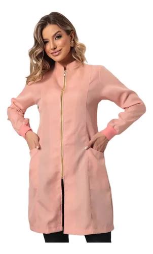 Jaleco Feminino Acinturado C Zíper E Punhos Nude MercadoLivre