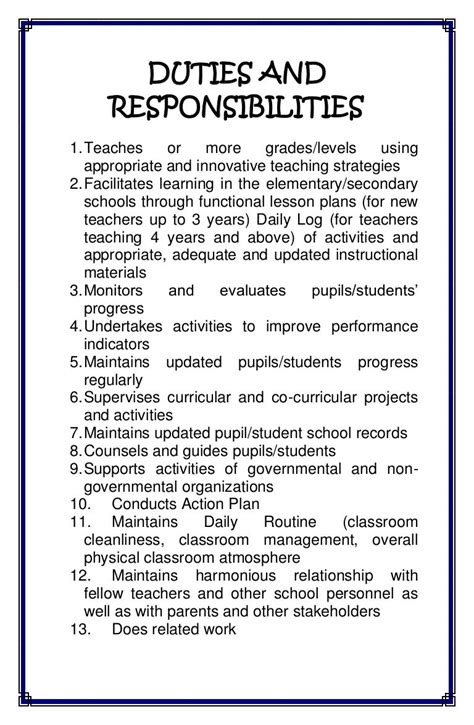 Duties And Responsibilities Of Teachers