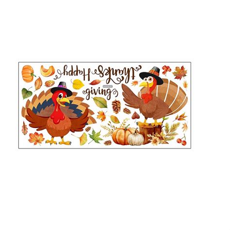 Kuozhuow Thanksgiving Decorations Thanksgiving Window Clings Fall