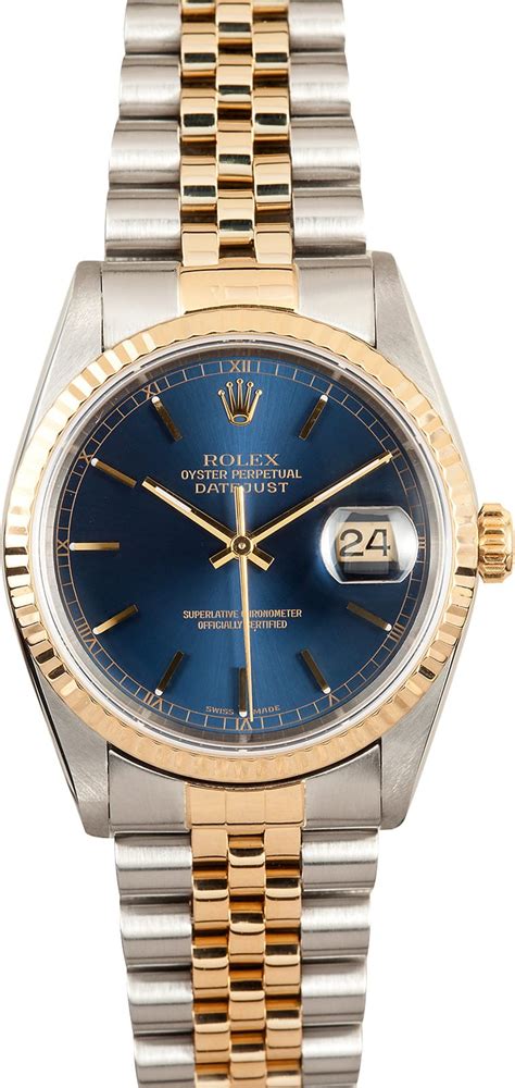 Rolex Two Tone Datejust Blue Index Dial Save 1000 Now