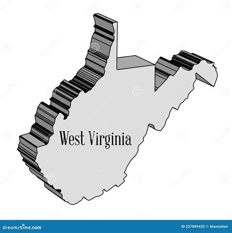 West Virginia D Outline Map Stock Vector Illustration Of West State