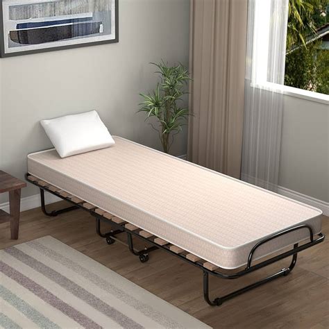 Goflame Folding Bed Cot Size Rollaway Guest Bed With Memory Foam