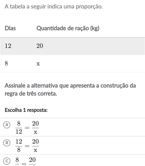 Solved A Tabela A Seguir Indica Uma Propor O Assinale A Alternativa