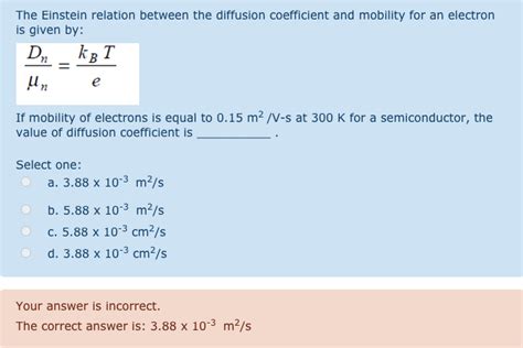 Solved The Einstein Relation Between The Diffusion Chegg