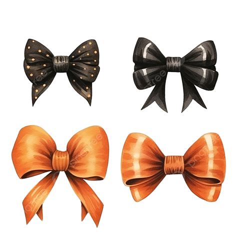 Halloween Bows Watercolor Illustration Bow Ribbon Halloween Png