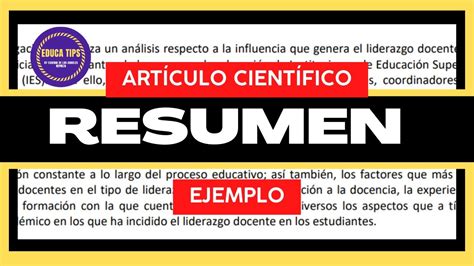 CÓMO HACER EL RESUMEN DE UN ARTÍCULO CIENTÍFICO TUTORIAL CON EJEMPLO