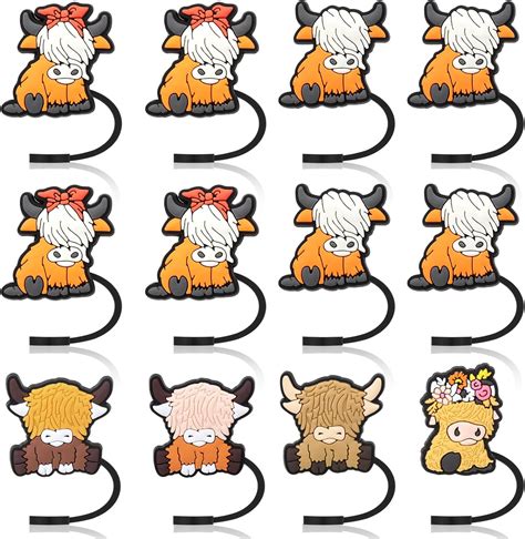 Xlsxexcl 12 Pcs Cow Straw Covers For Stanley Cup Highland