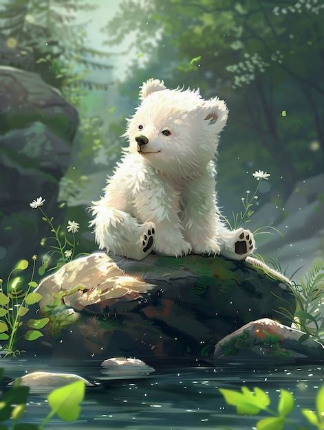 Digital Art Style Cute Bear Illustration