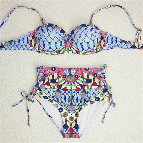 New High Waist Bikinis Set Sport Suits Two Piece Swimsuits Bikini