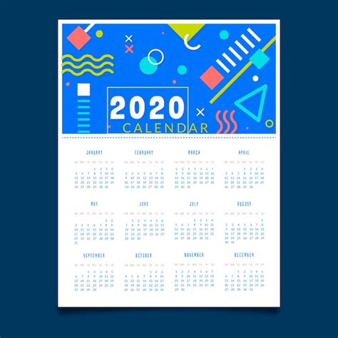 Plantilla De Calendario Abstracto 2020 Vector Gratis