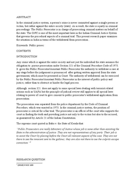 Crpc Research Paper Pdf Prosecutor Crime And Violence