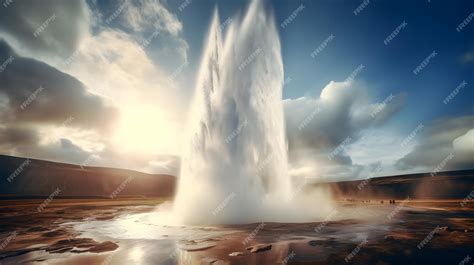 Premium Ai Image Famous Geyser Eruption In Iceland Big Geyser