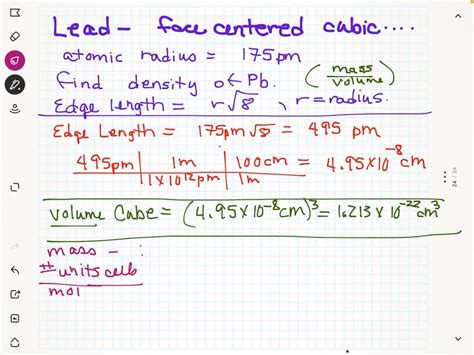 Solved Lead Atomic Radius Pm Crystallizes In A Face Centered