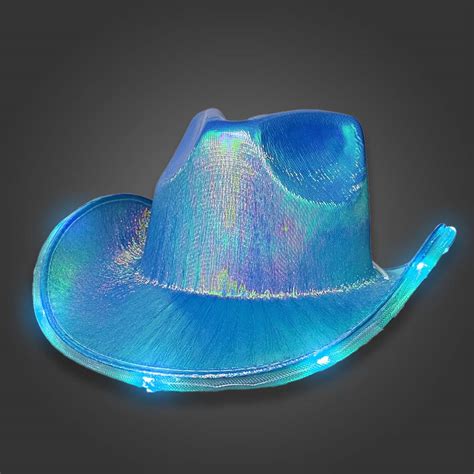 Flashing Cowboy Lighted Hat With Shiny Fabric