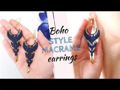 How To Make Boho Macrame Earrings With Beads Tutorial Beginners