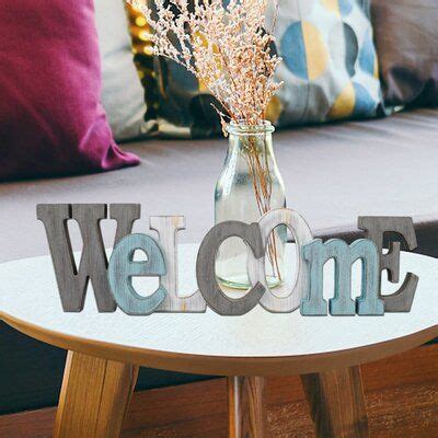 Gracie Oaks Rustic Wood Welcome Letters Sign Cutout Welcome Word Free