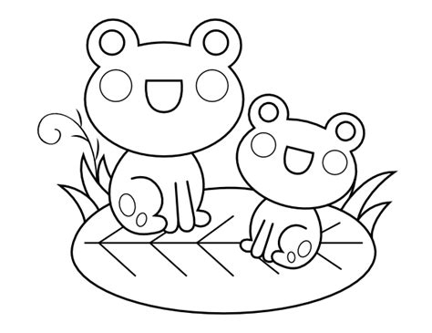 Printable Frogs and Lily Pad Coloring Page