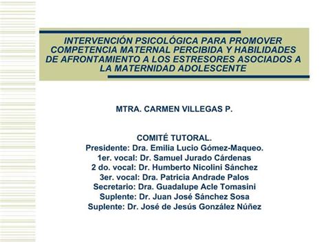 PPT INTERVENCI N PSICOL GICA PARA PROMOVER COMPETENCIA MATERNAL