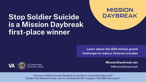 Stop Soldier Suicide Named A First Place Winner In Vas Mission Daybreak