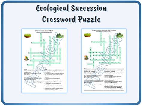 Ecological Succession Crossword Puzzle Worksheet Activity Printable